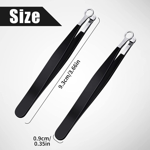 2 Pcs Nose Hair Tweezers Nose Hair Trimming Tweezers Stainless Steel Round Head Tweezers Eyebrow Clippers Trimmer (Black)