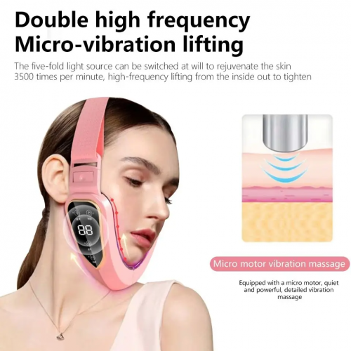 LED Photon Therapy Facial Slimming Vibration Massager Heated Facial Lifting Device Double Chin V Face Care Tool