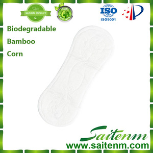 100% Biodegradable panty liners with bamboo fiber sanitary napkin pads