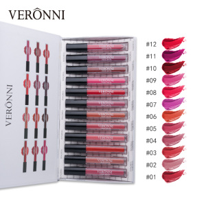 12 Color Matte Liquid Lipgloss Kit Waterproof Make-Up Nude Lip Gloss Plumper Long-lasting Lip Stick Set mat labiales lipsticks