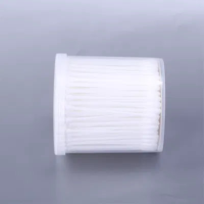 200PCS Daily Used Double Round Head Plastic Swabs in Round PP Box