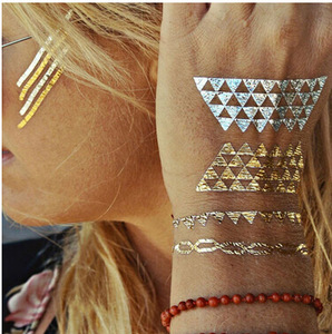 2015 Temporary Metallic Tattoo Gold Silver Flash Tattoos Inspired Body Makeup Sticker Nude Body Art