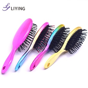 2020 New custom logo electroplated pravite label straight hair brush comb