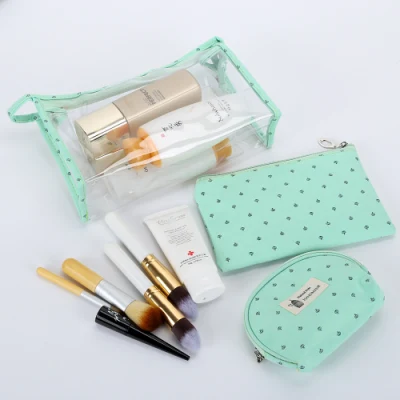 2022 PVC Korean Makeup Case Three-Piece Transparent Travel Cosmetic Bag