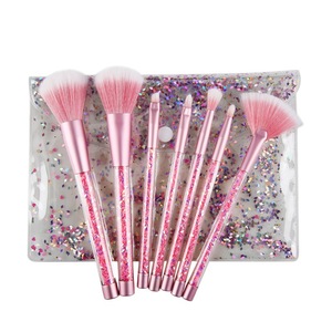 7pcs professional glitter makeup brush set professional promotional makeup brush tool kit with crystal acrylic handle