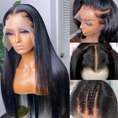 Angelbella Cheap Human Hair Wig Natural Black Color Lace Front Wig Water Wave Brazilian Wigs Wholesale Virgin Hair Vendors