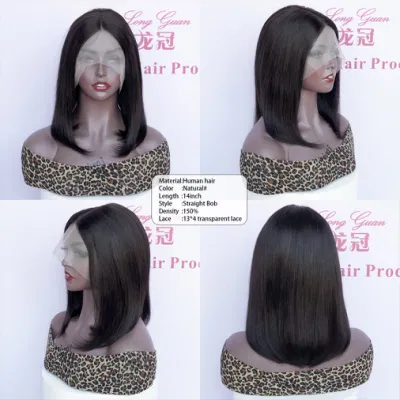 Best Selling Factory Wholesale Unprocessed Virgin Natural Human Hair Bob 13X4 Transparent HD Lace Front Wigs for Black Woman