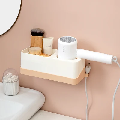 Best-Selling Multifunctional Wall-Mounted No-Punch Hair Dryer Holder Storage Organization Bathroom Hairdryer Rack