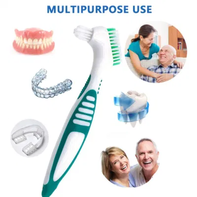 False Teeth Denture Brushes with Double Sided Denture Cleaning Brush