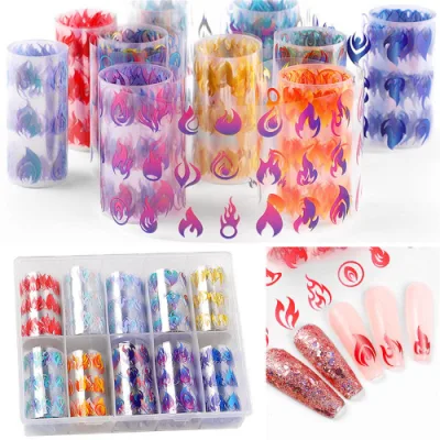 Flame Flower Pattern Transfer Art Nail Foil for DIY Manicure