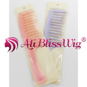 Free Shipping New Design Colorful Blue Pink Flat Top Straight Wide Tooth Large Plastic Hair Comb