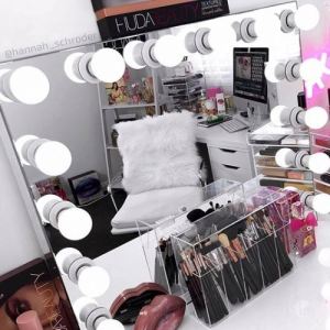 Hollywood Makeup Vanity Mirror with Light Tabletops Lighted Mirror with Dimmer