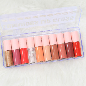 Lip gloss shimmer vegan wholesale custom 85 colors 10 pcs  mini lip gloss kids private label lipgloss packaging lip gloss