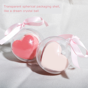 Love Heart shaped Latex Makeup Puff Beauty Sponge Egg Puff with Christmas Ball Box Case