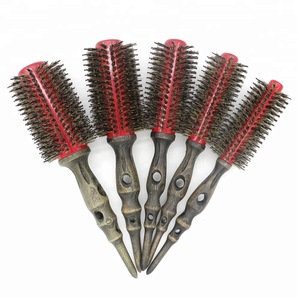 Red Aluminum Barrel Ceramic Coating Solid Wood Handle Brush Hair Brush