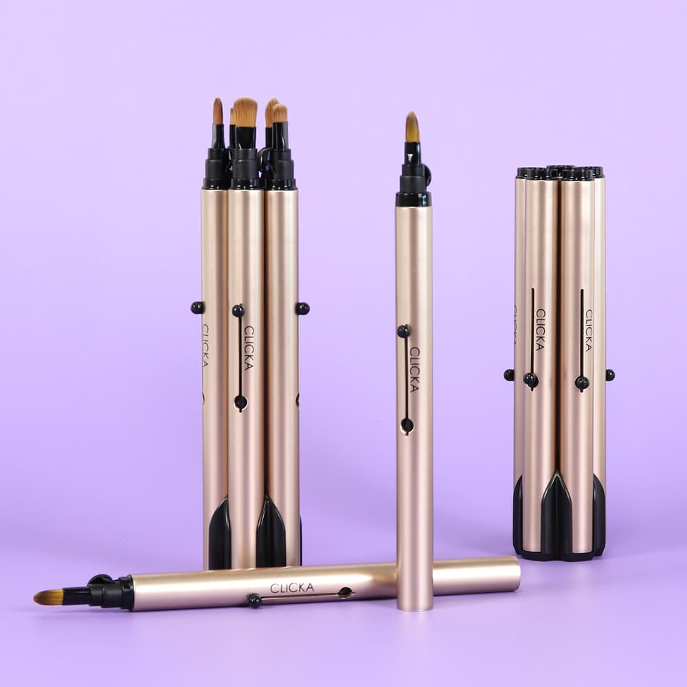 Retractable Automatic Lid Lip Eyeshadow Pointshadow Concealer Smudge Eyebrow Makeup Brush Set
