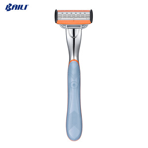 rubber metal handle Five blades Razor with lubricating strip