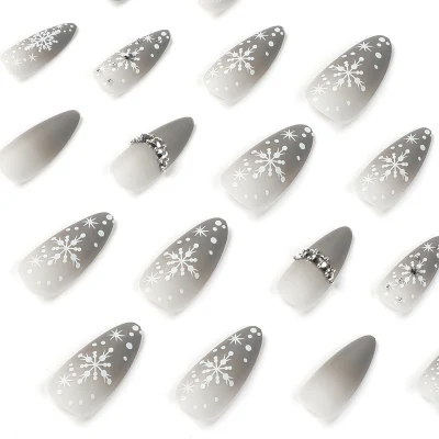 Wholesale High Quality Crystal Snowflake Press on Nails for Christmas