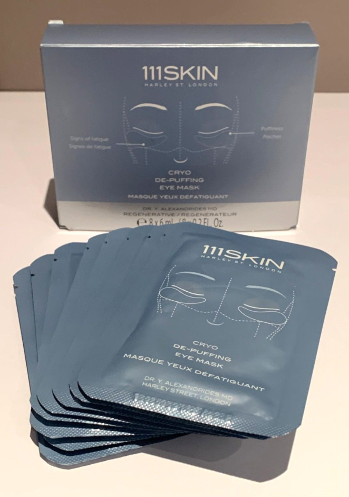 111SKIN Cryo De-Puffing Eye Mask 8 x 6ml. Brand New In Box