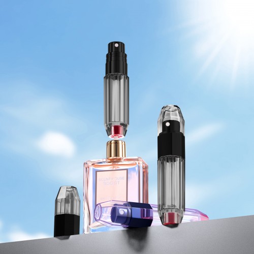 Mini Portable Unique Design Octagonal 5ML Perfume Spray Empty Bottle Self-pump Bottom Filling