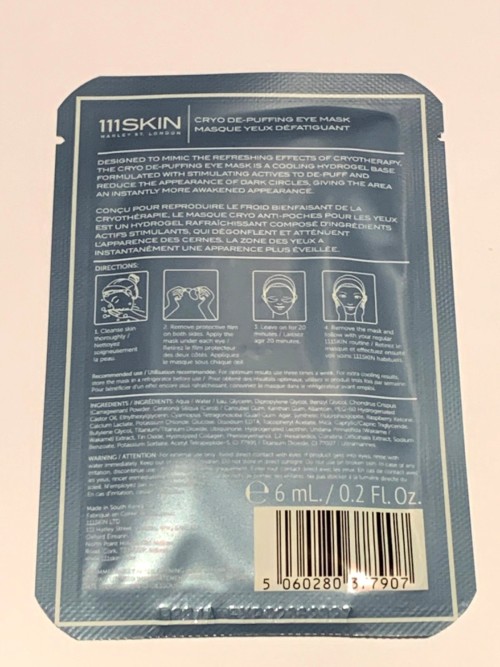 111SKIN Cryo De-Puffing Eye Mask 8 x 6ml. Brand New In Box