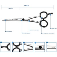 Professional 440C Steel Barber Scissors 6.5 inch hairdressing Shears Hair Cutting Scissors with Silk Leather Case