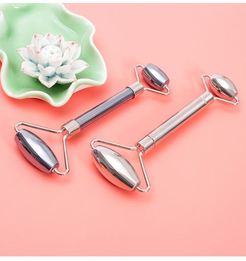 Hot-selling Electroplating Silver Color 304 Stainless Steel Facial Roller Massager Beauty Care Tool