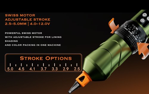 Built-in Rebound Structure BRONC for Motor Adjustable Stroke 2.6-4.0mm Permanent Tattoo Machine Overload Protection 2000mAh