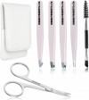 Eyebrow Tweezers Set Light Pink Pack of 6 for Ingrown Facial Hair Removal Scissors Slant Pointed Tweezer Kit for Women's & Men's