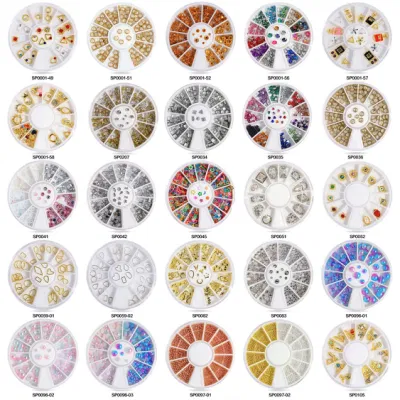 12-Grid Turntable Manicure Decoration Flat-Bottomed Magic Color Alloy Diamond Special-Shaped White Ab Rhinestone Jewelry