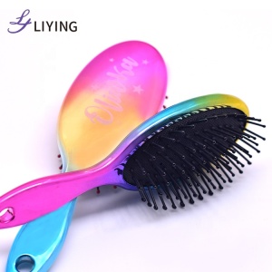 2020 New custom logo electroplated pravite label straight hair brush comb