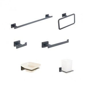 20700 European Design Bathroom Accessories Square Plate Zinc Alloy Chrome 6 pcs Bath Hardware Set