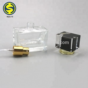 30ml square clear spray glass perfume bottle with pump  for cosmetic packing