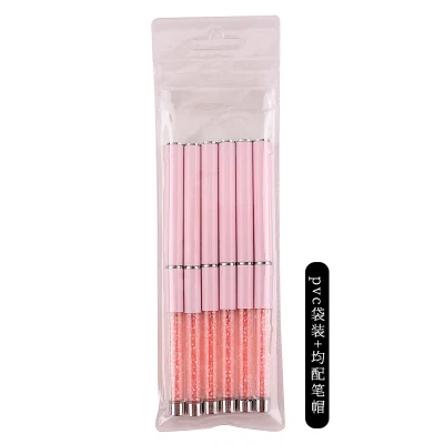 5/7/9/11/13/15mm Rhinestones Handle UV Gel Acrylic Tips Grid Stripes Nails Art Drawing Pen Painting Tools Nail Liner Brush