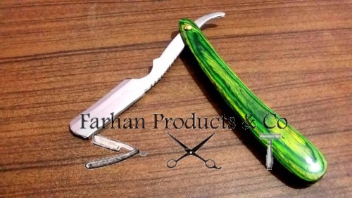 Barber Razor/ Wood Handle Green Wooden Barber Razor