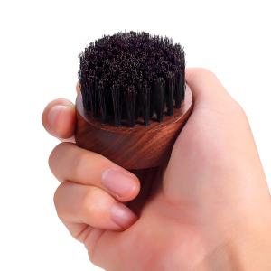 Beard Brush for Men - Boar Bristles Small and Round Brush - Black Walnut Wood mens grooming kits
