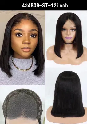 Bob Wigs Natural Black Double Drawn Short Bob Wigs 8 Inch Peruvian Straight Lace Closure Wigs for Black Women