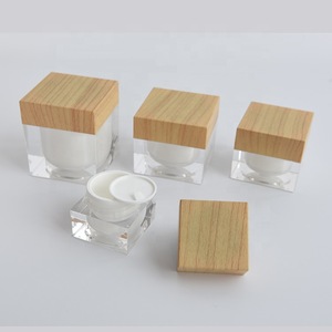 cosmetic jar Wood grain cap jar square 15ml 30ml 50ml 100ml plastic cream jar