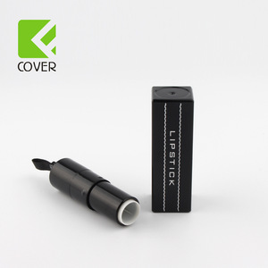 Fashion OEM square plastic cosmetic packaging black lipstick tube container