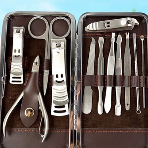 High quality promotion stainless steel nail tool with gift box 12pcs nail care tools set for women men