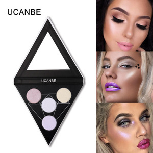 Hot sale UCANBE Triangle Glitter Eyeshadow Palette Holographic Shade Eye Lip Face Makeup Shimmer Shine Powder Nude Eye Shadow