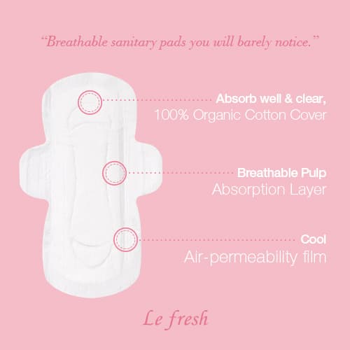 Lefresh Organic Cotton Sanitary Pads Super Long Overnight