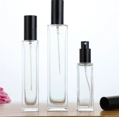 Luxury Manufacturer Square Thicken Bottom Cosmetic Glass Perfume Bottle with Lids