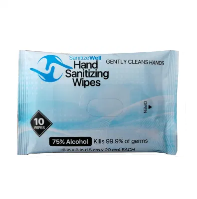 Portable Disinfection Spunlace-Nonwoven Cleaning Antibacterial 75 Alcohol Wipes for Household