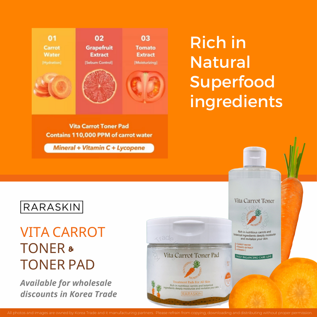 RARASKIN VITA CARROT TREATMENT TONER PAD AND TONER