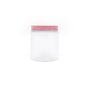 Round Empty 30ml 50ml 75ml 100ml cream jar with  frosted glass jar with pink golden aluminum  lid