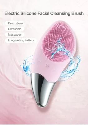 Silicone Ultrasonic Vibration Mini Facial Cleansing Brush Face Waterproof Skin Scrubber Cleaner Brush