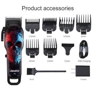 Ubeator Professional  Hair Clipper Shaving Cut Machine wireless clipper beards Ice Fire Skull Design hair shaver Hair Trimmer