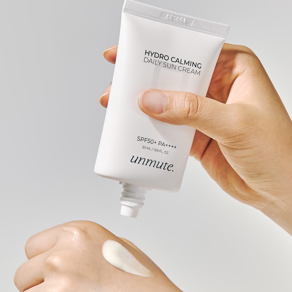 unmute hydro calming daily sun cream 50ml, SPF50+ PA++++, reef safe, sunscreen, sensitive skin