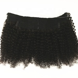 Virgin 4A 4B 4C Kinky Curly Clip In Halo Human Hair Extensions For Black Women
